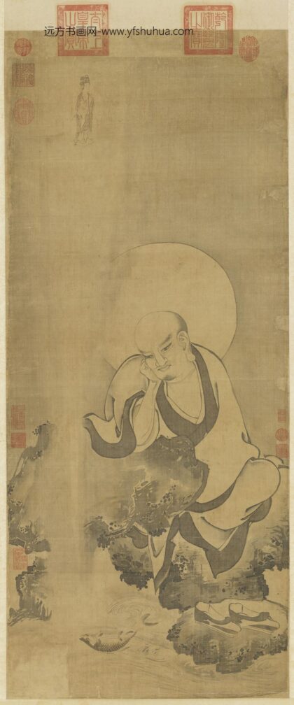 元人画第十一祖查巴纳塔嘎尊者轴.jpg