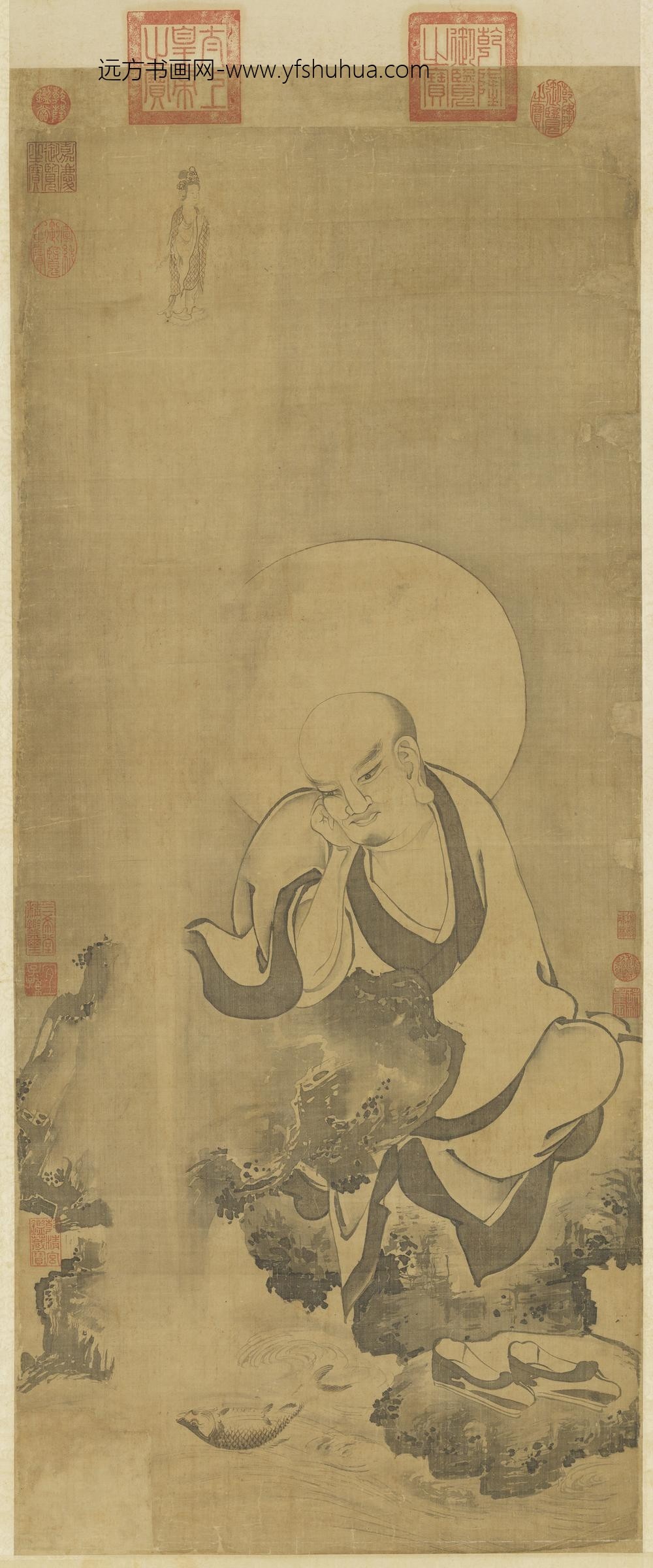 元人画第十一祖查巴纳塔嘎尊者轴