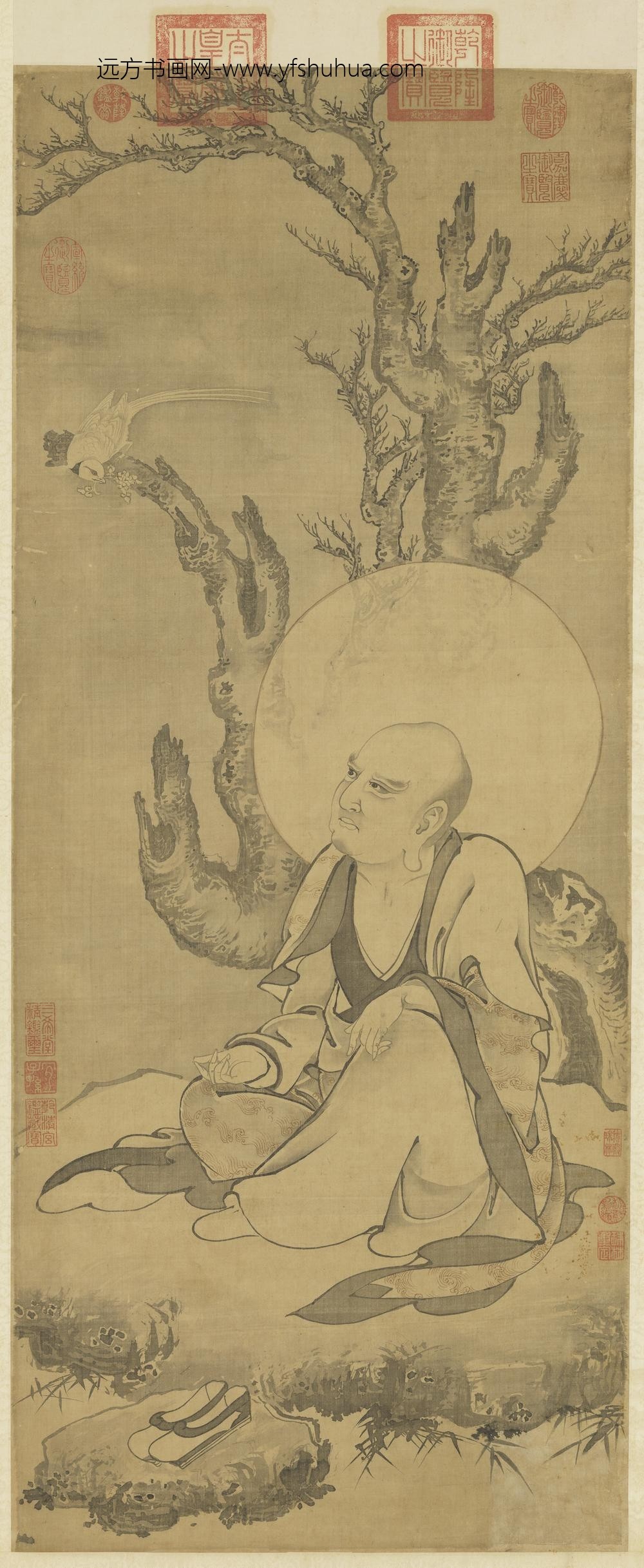 元人画第十七嘎沙鸦巴尊者轴