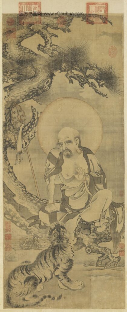 元人画第十三巴纳塔嘎尊者轴.jpg