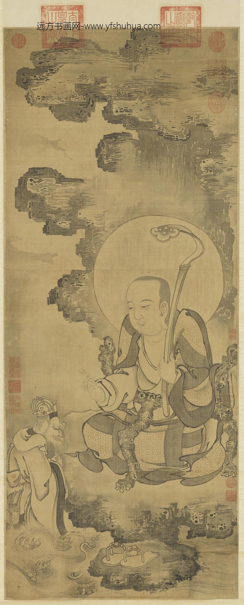 元人画第十二毕那楂拉哈拔拉錣杂尊者轴