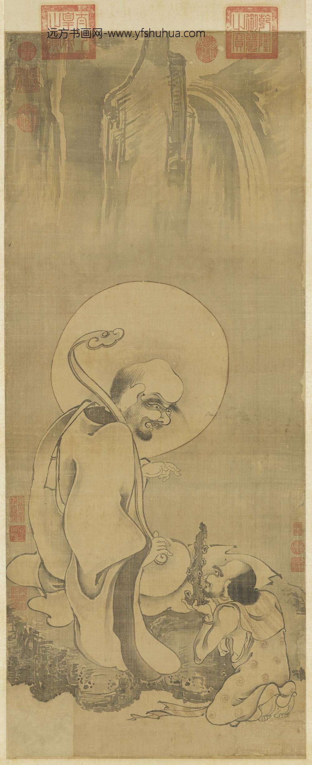 元人画第十六阿必达尊者轴