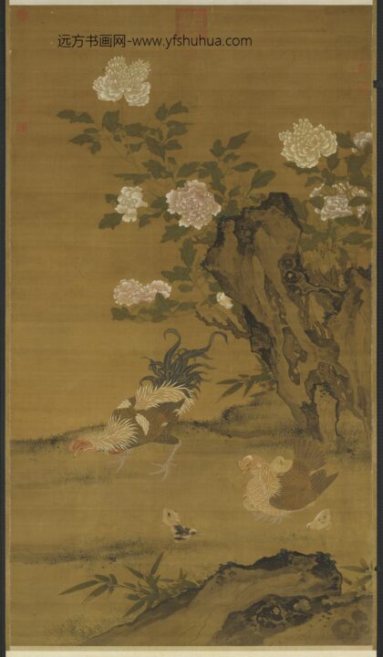 元人画花下将雏轴.jpg