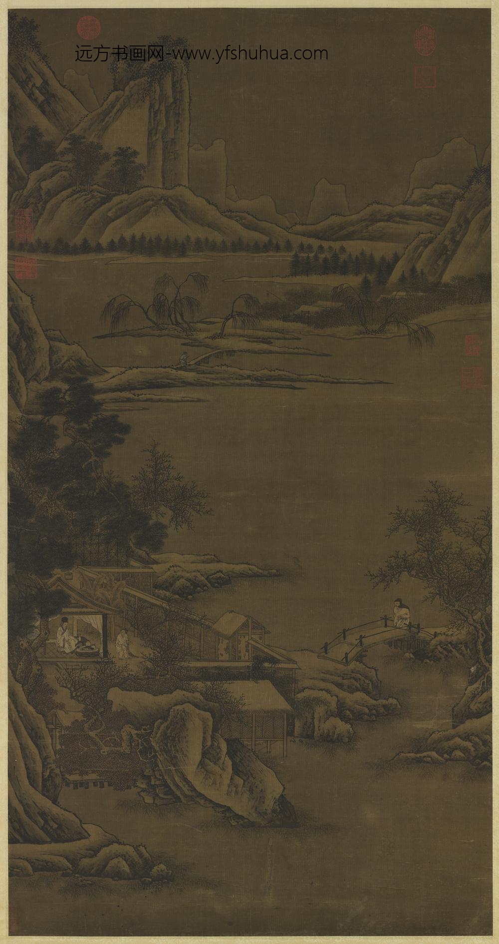 元人画雪景轴