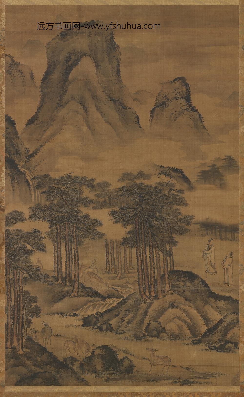 元人画鹿林清话轴