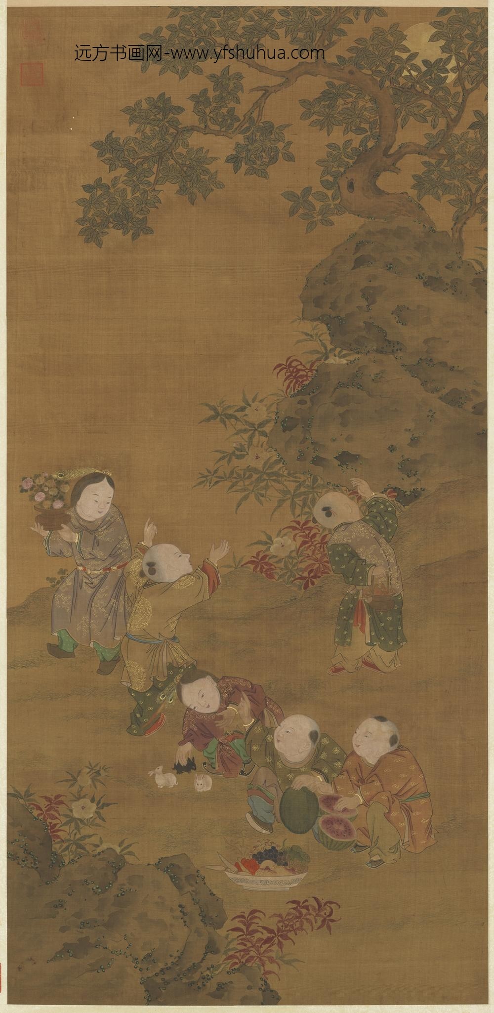 元人秋景戏婴轴