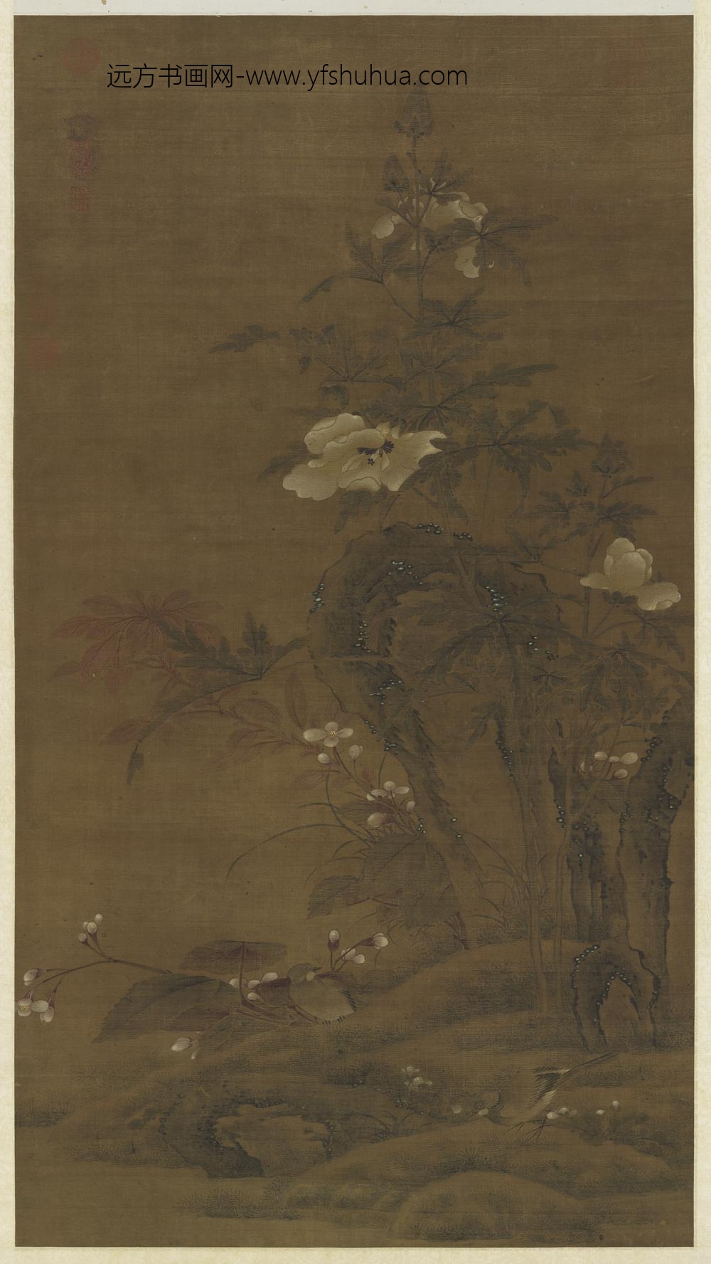 元人秋花鹡鸰轴