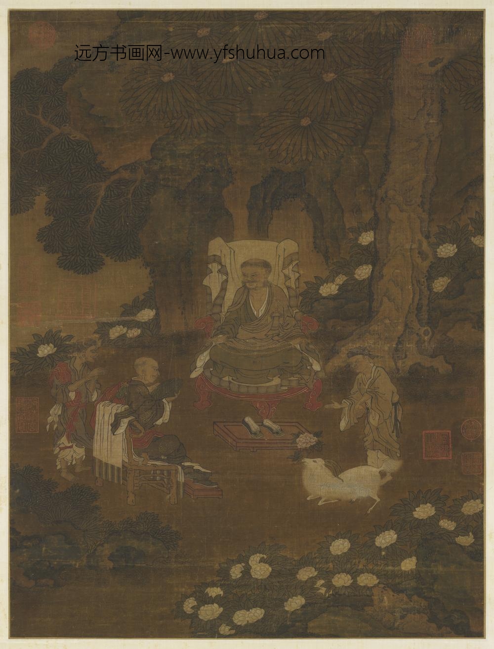 元人羚羊献花图轴