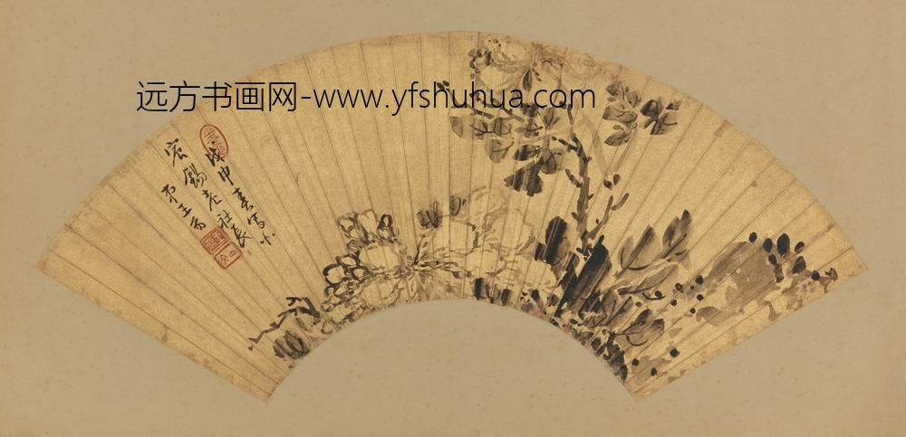 其它-王廌花卉图扇页