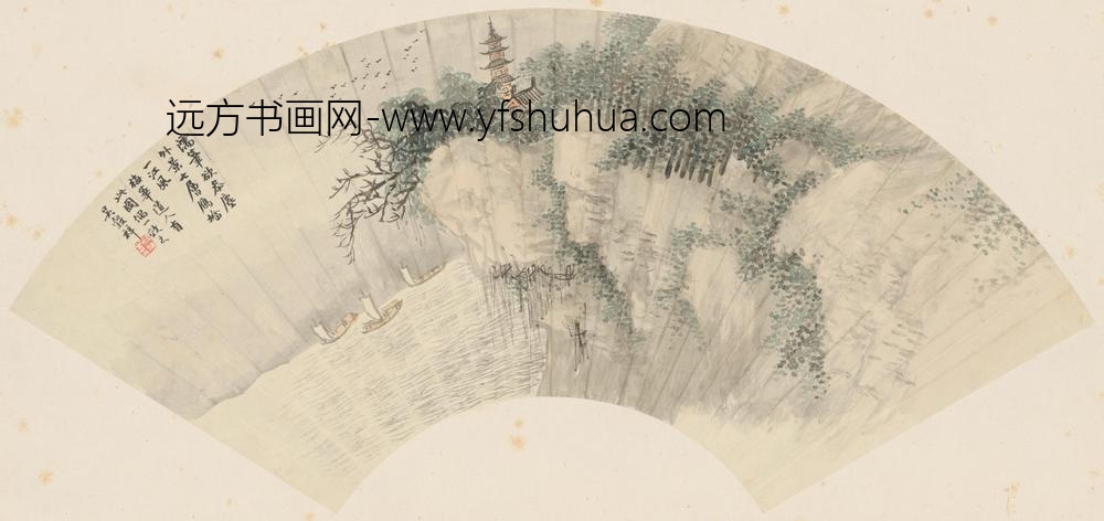 吴穀祥-仿梅道人山水扇