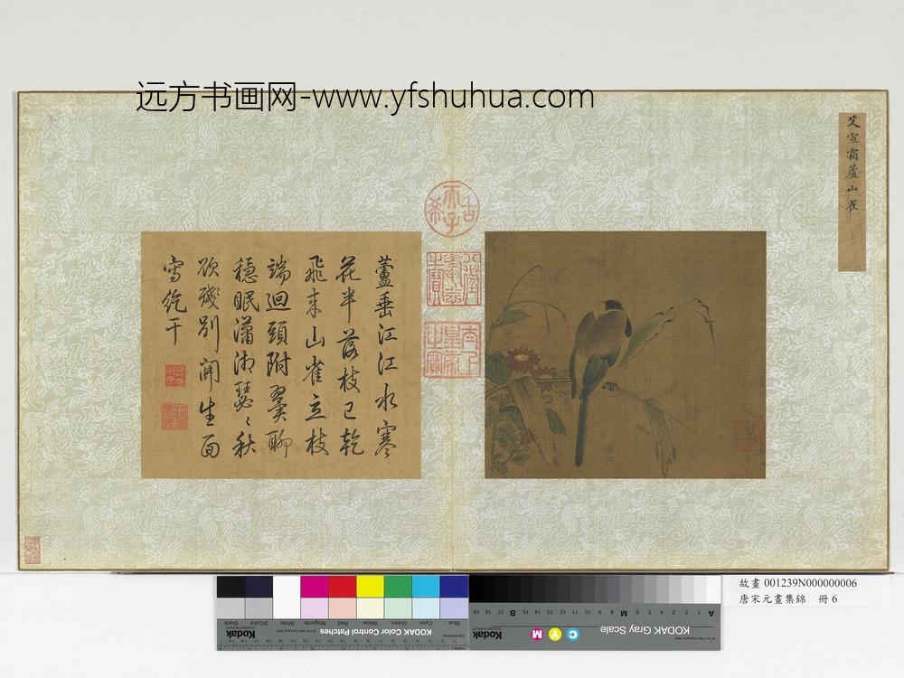 唐宋元画集锦册-宋艾宣霜芦山雀