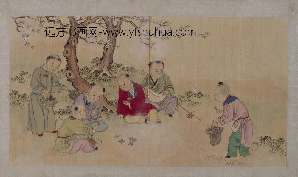 婴戏图册之斗草图