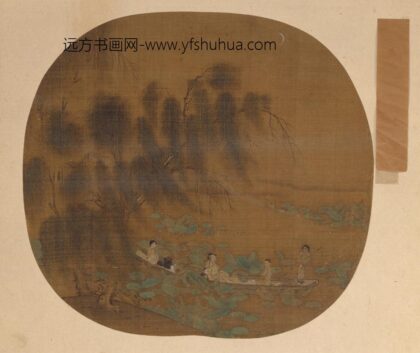 宋 名笔集胜册 宋人柳塘泛月页.jpg