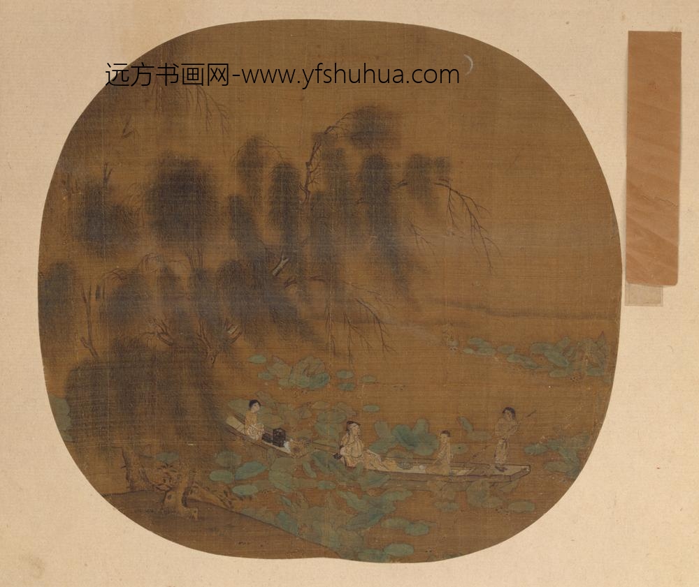 宋-名笔集胜册-宋人柳塘泛月页