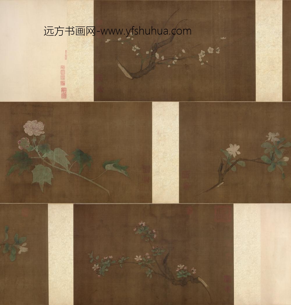 宋-宋人花卉四段卷