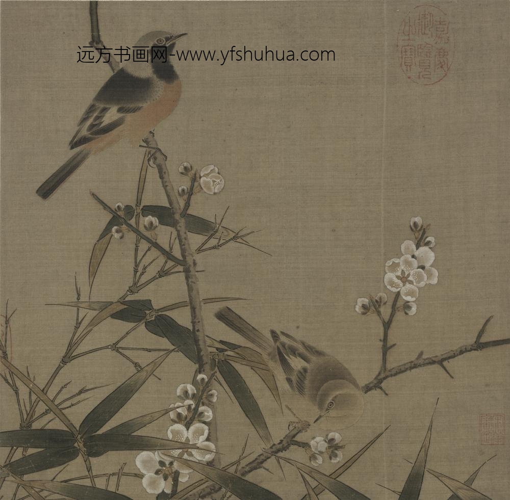 宋-宋人集绘册-宋人梅竹双雀页