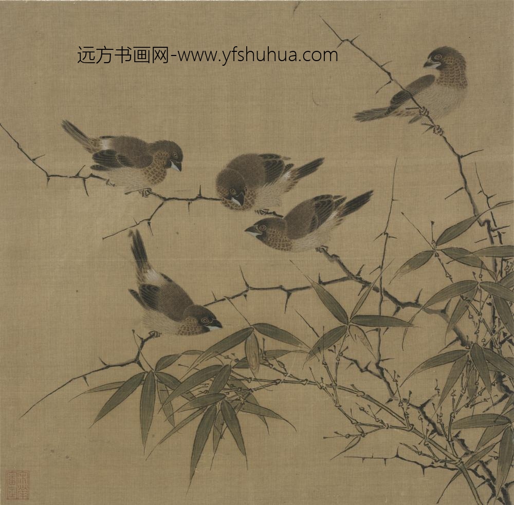 宋-宋人集绘册-宋人霜筱寒雏页