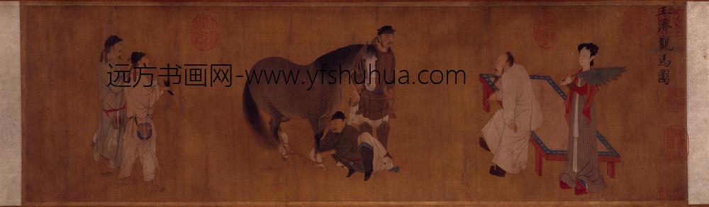 宋-王济观马图卷
