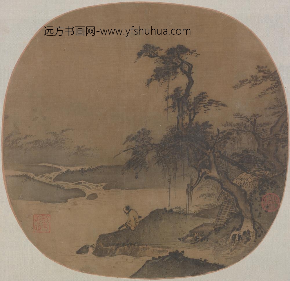 宋人临流抚琴图页