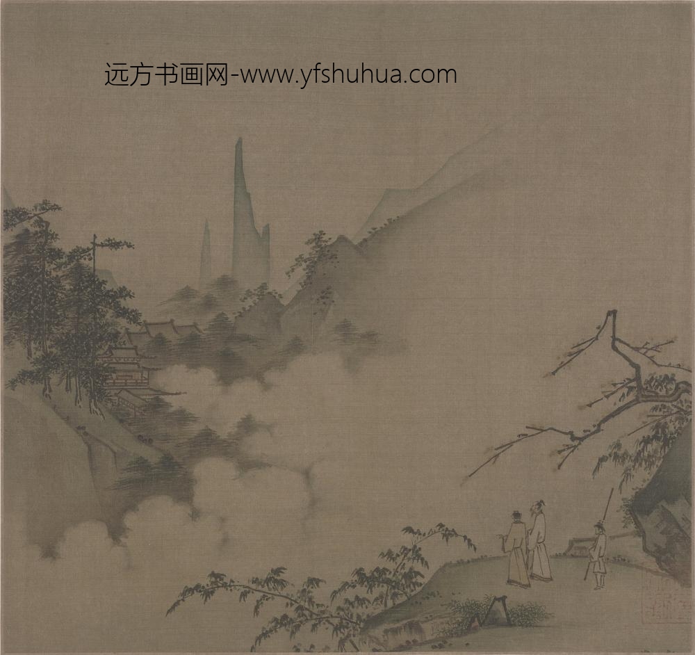 宋人云峰远眺图页