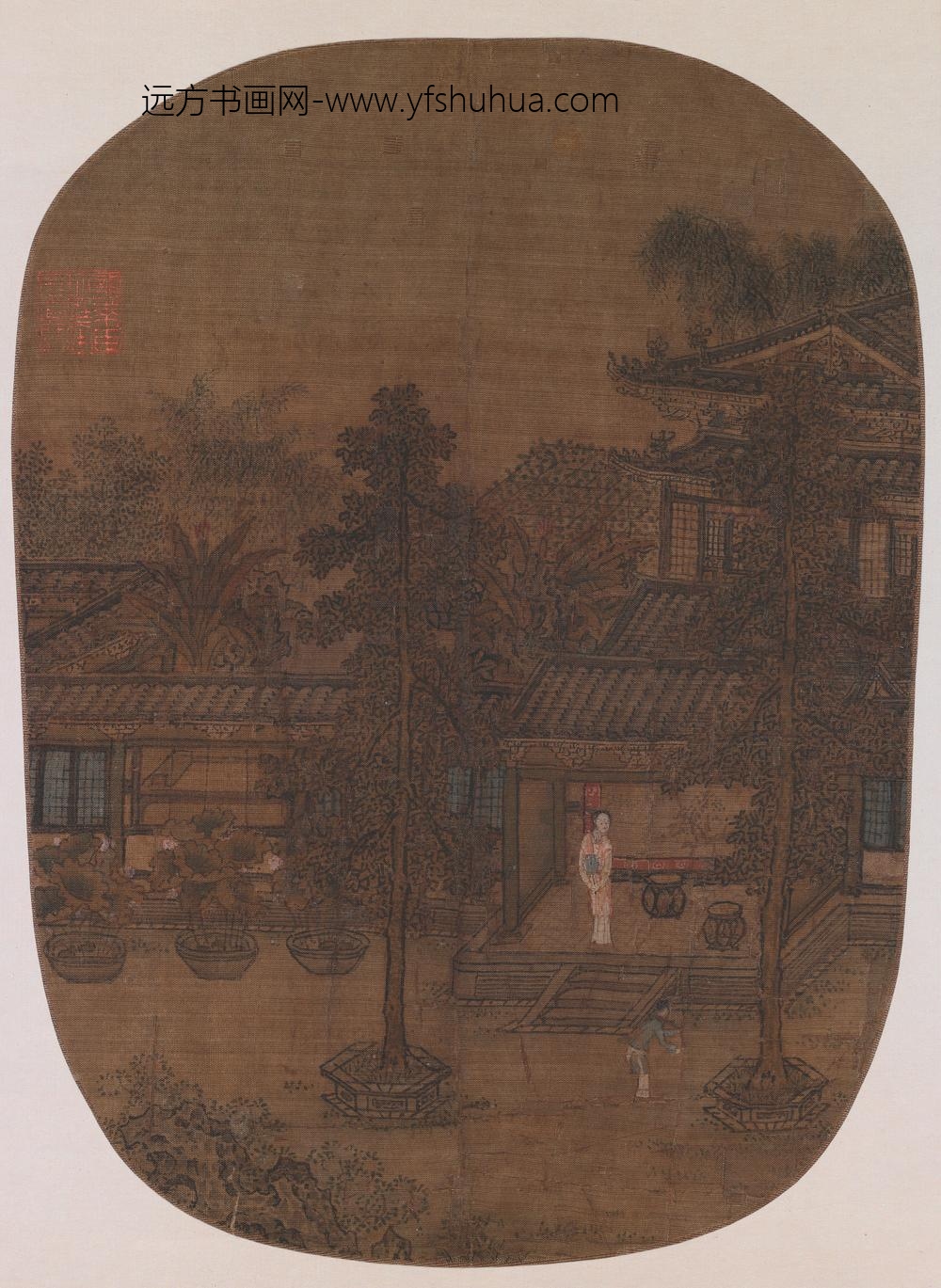 宋人桐荫玩月图页