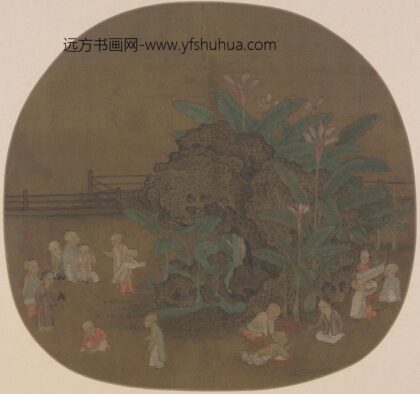 宋人画蕉石婴戏图册页.jpg