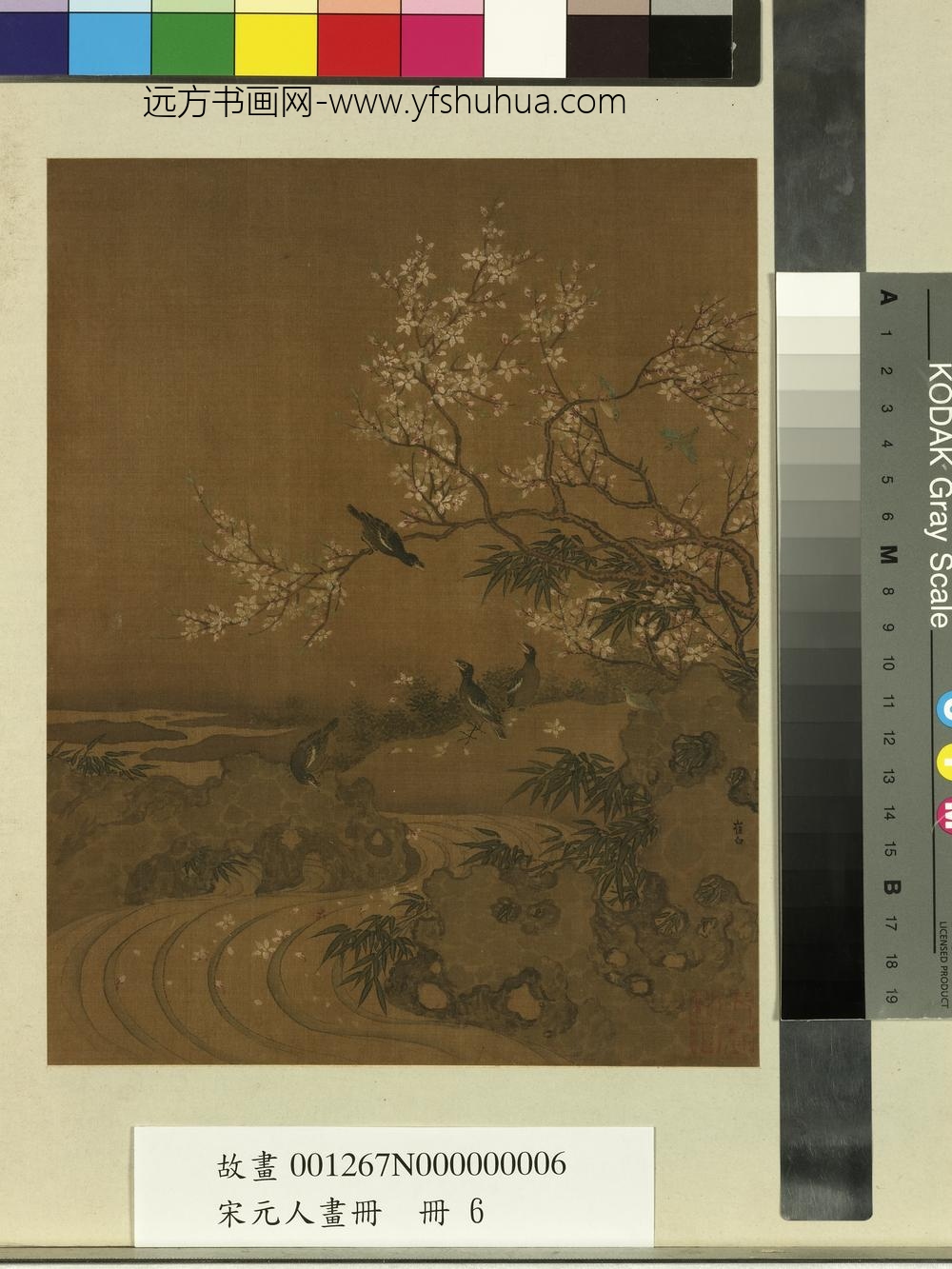 宋元人画册册-宋崔白桃溪鸜鹆