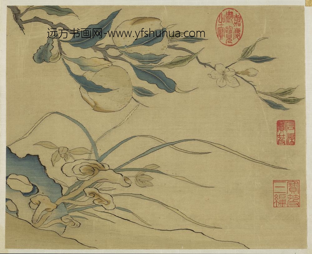 宋元名绘册-宋缂丝芝兰献瑞图