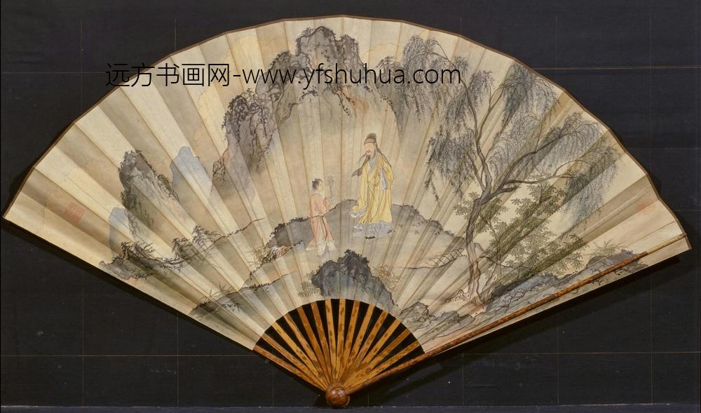 山水人物扇-