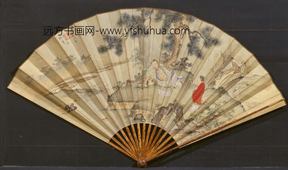 山水人物扇