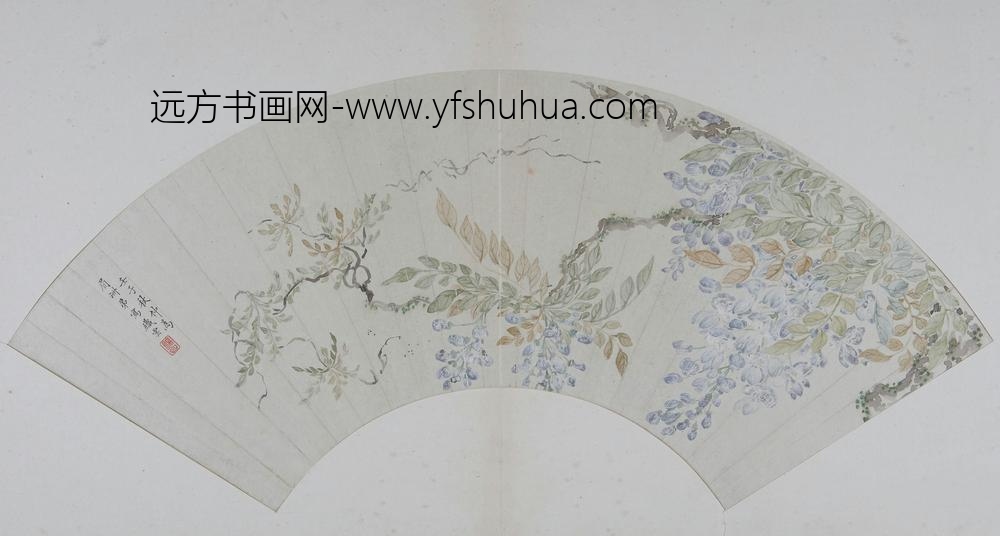 廖云锦藤萝图扇页