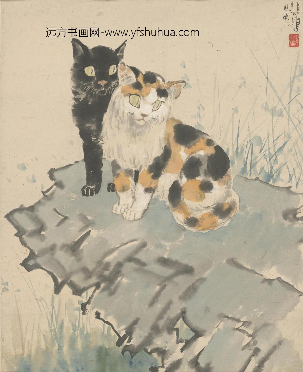 徐悲鸿-双猫图轴-故宫博物院