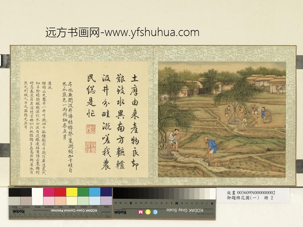 御题棉花图（一）册灌溉
