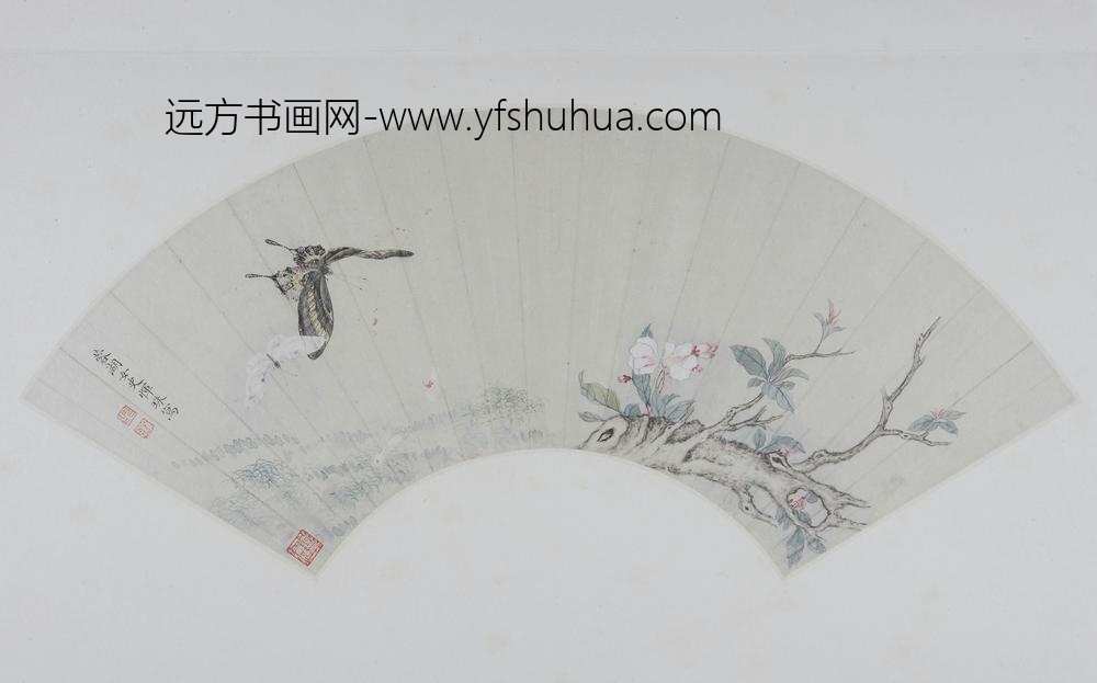 恽珠海棠蛱蝶图扇页