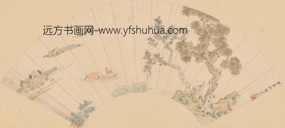 文柟-山水人物图扇页-故宫博物院