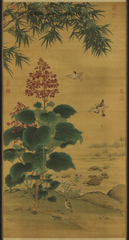 无名氏临王渊花鸟轴.jpg