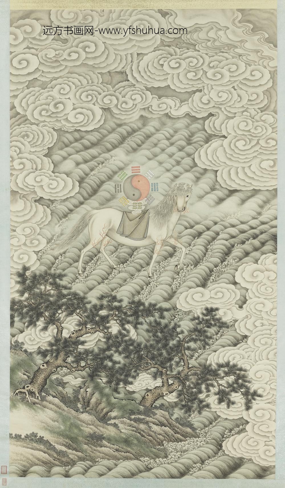 无名氏画海马献图轴