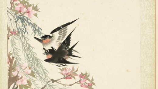 无名氏画花鸟册 桃柳.jpg