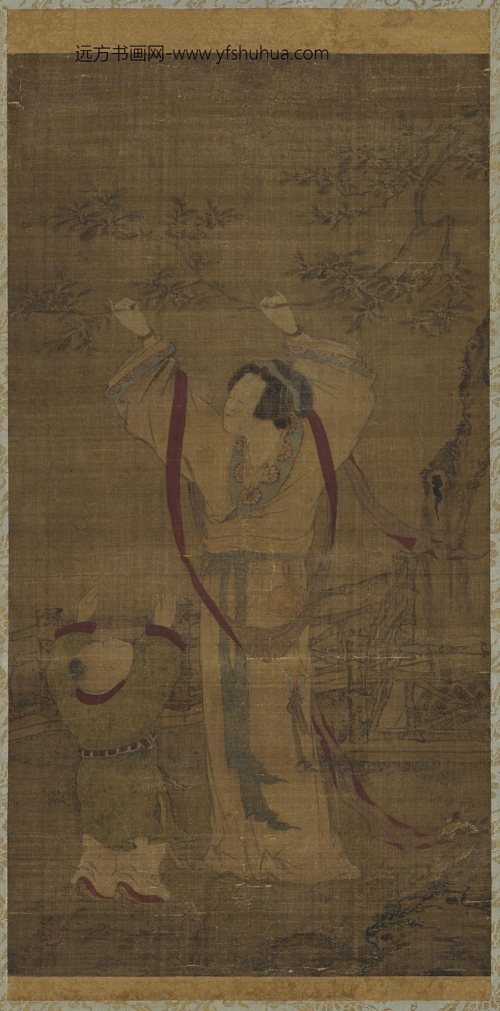 无款宫女折花轴无款宫女折花轴