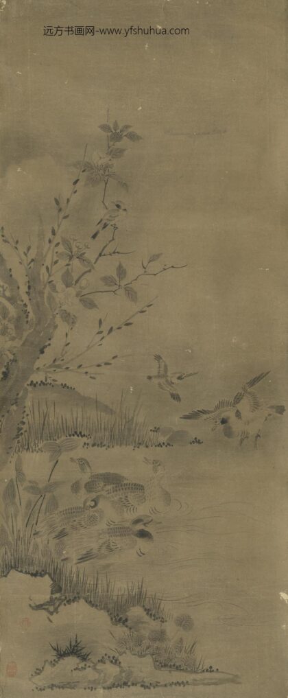 无款花鸟屏风六幅单片寒塘鸳鸟无款花鸟屏风六幅单片寒塘鸳鸟.jpg