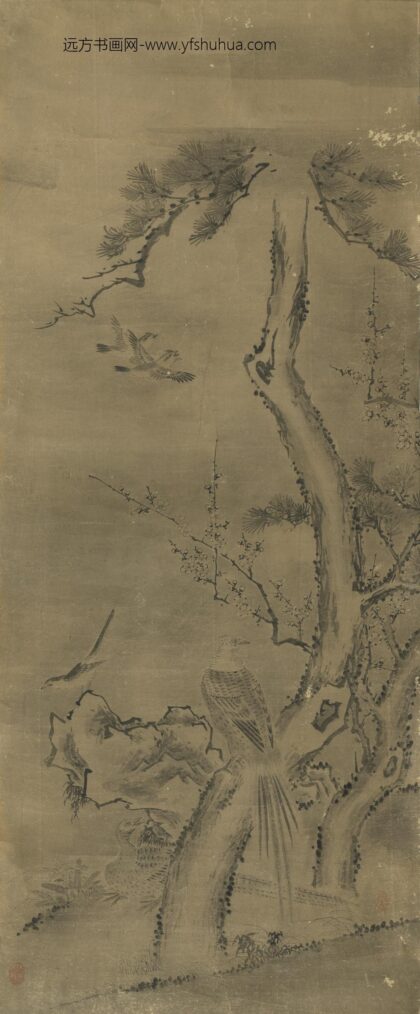无款花鸟屏风六幅单片梅花锦鸡无款花鸟屏风六幅单片梅花锦鸡.jpg