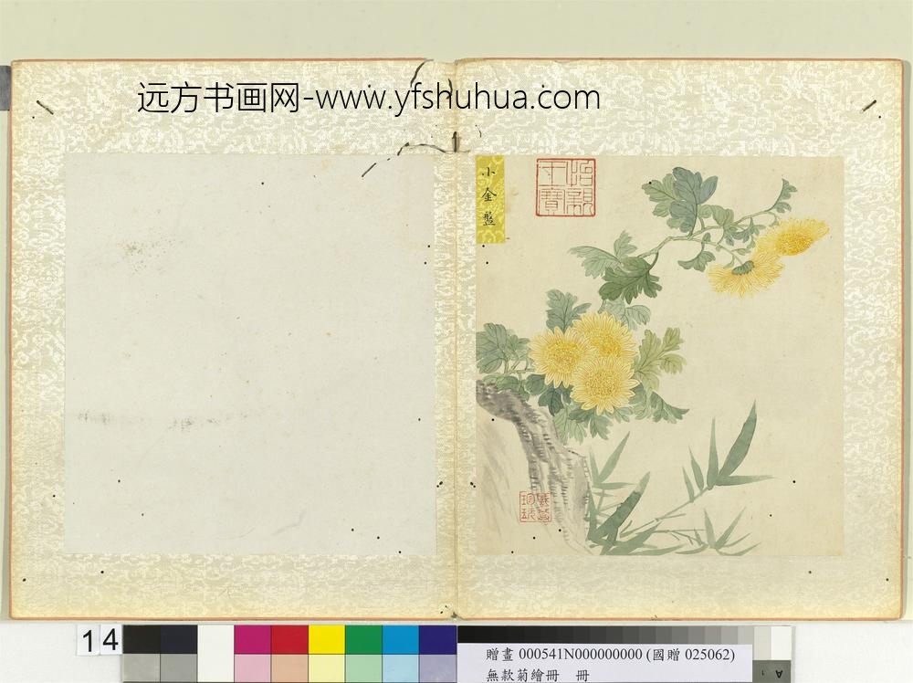 无款菊绘册册小金盘
