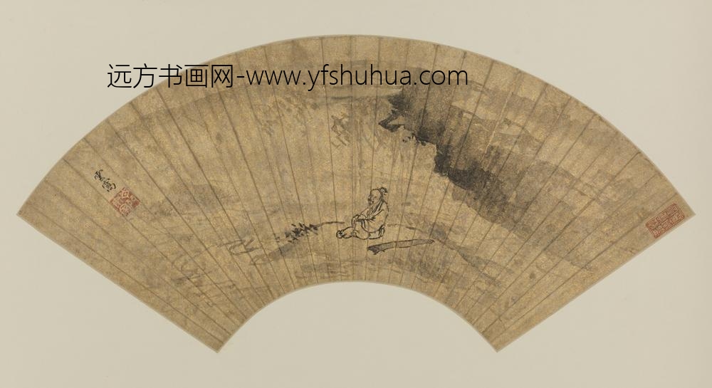 明-云窝停琴诗思图扇页