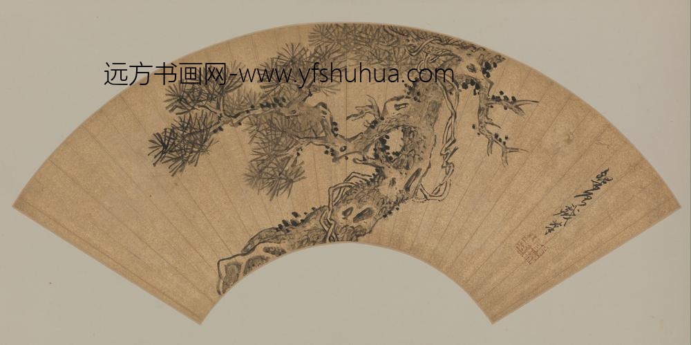 明-侯晰古松图扇
