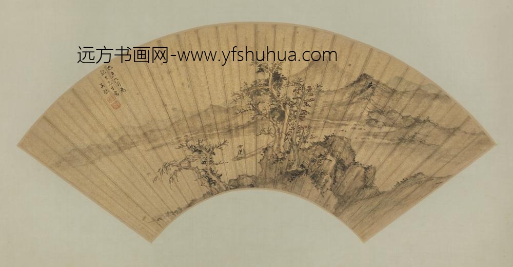 明-吴振秋江泛艇扇页