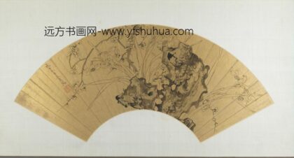 明 吴支梅石水仙扇面.jpg