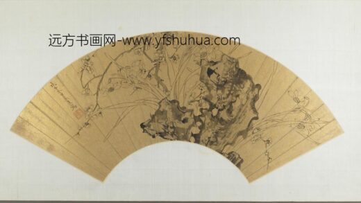 明 吴支梅石水仙扇面.jpg