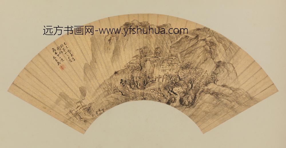 明-唐志契茅山上宫图扇页