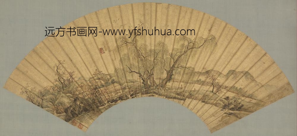 明-姚允在桃柳山庄扇