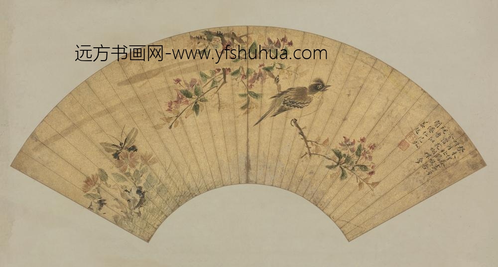 明-姜起花鸟扇